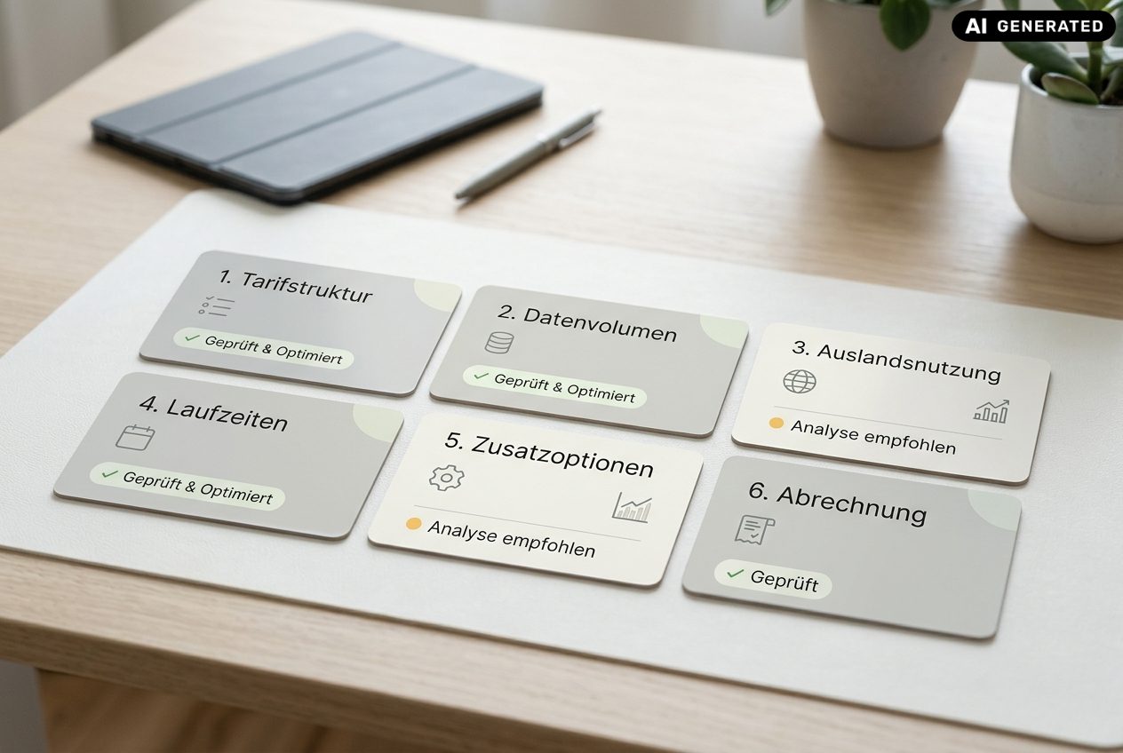 Sechs Prüfpunkte zeigen, ob sich eine Überprüfung der Mobilfunkverträge lohnt.